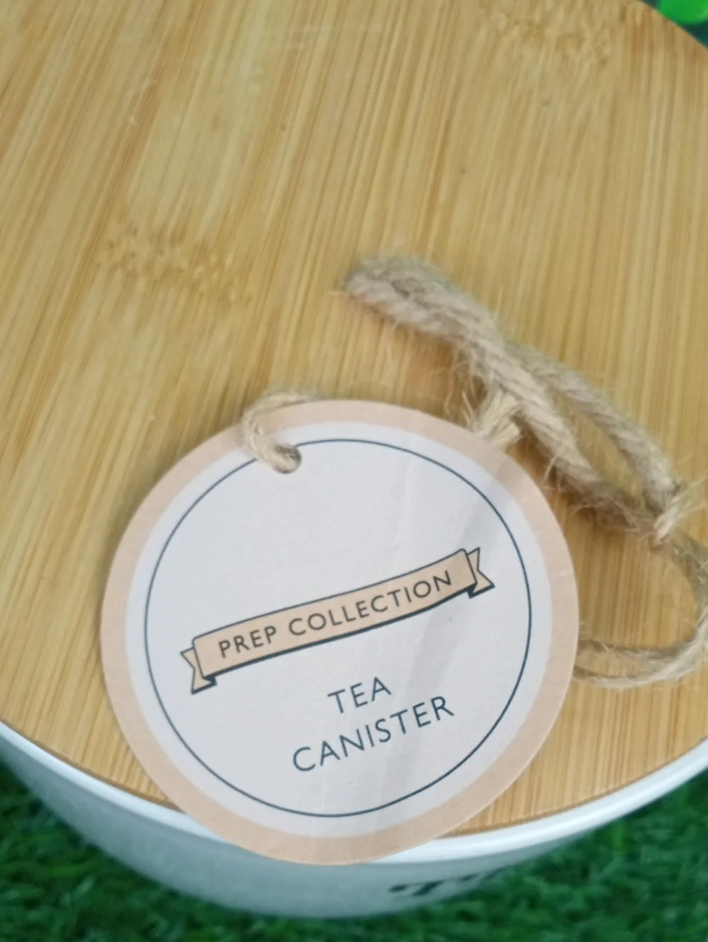 🏠🍒 Tea Canister Jar with Bamboo Lid - White
